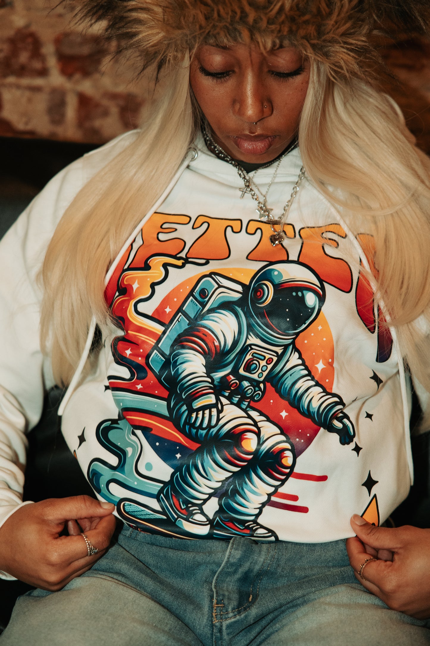 Astronaut Skating - Hoodie - White