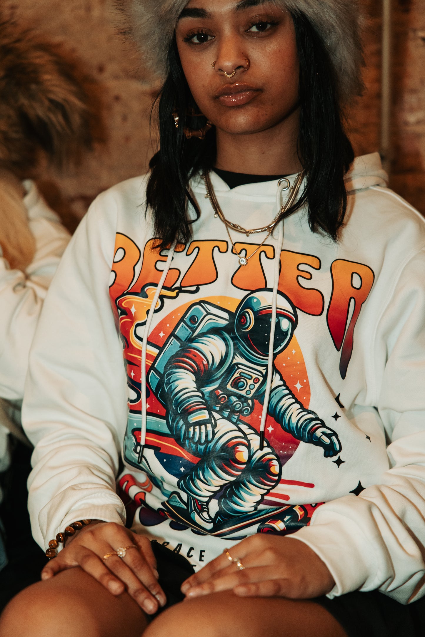 Astronaut Skating - Hoodie - White