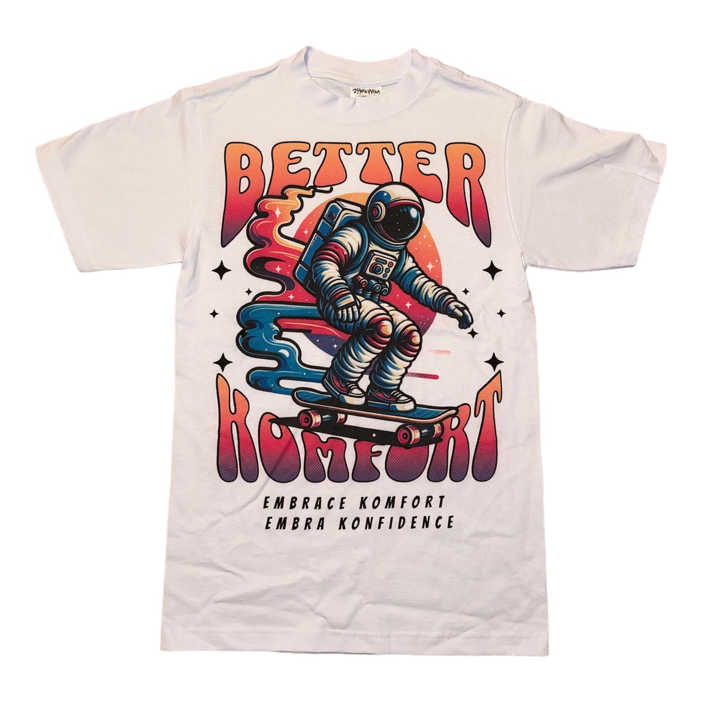 Astronaut Skating Graphic T-shirt- White