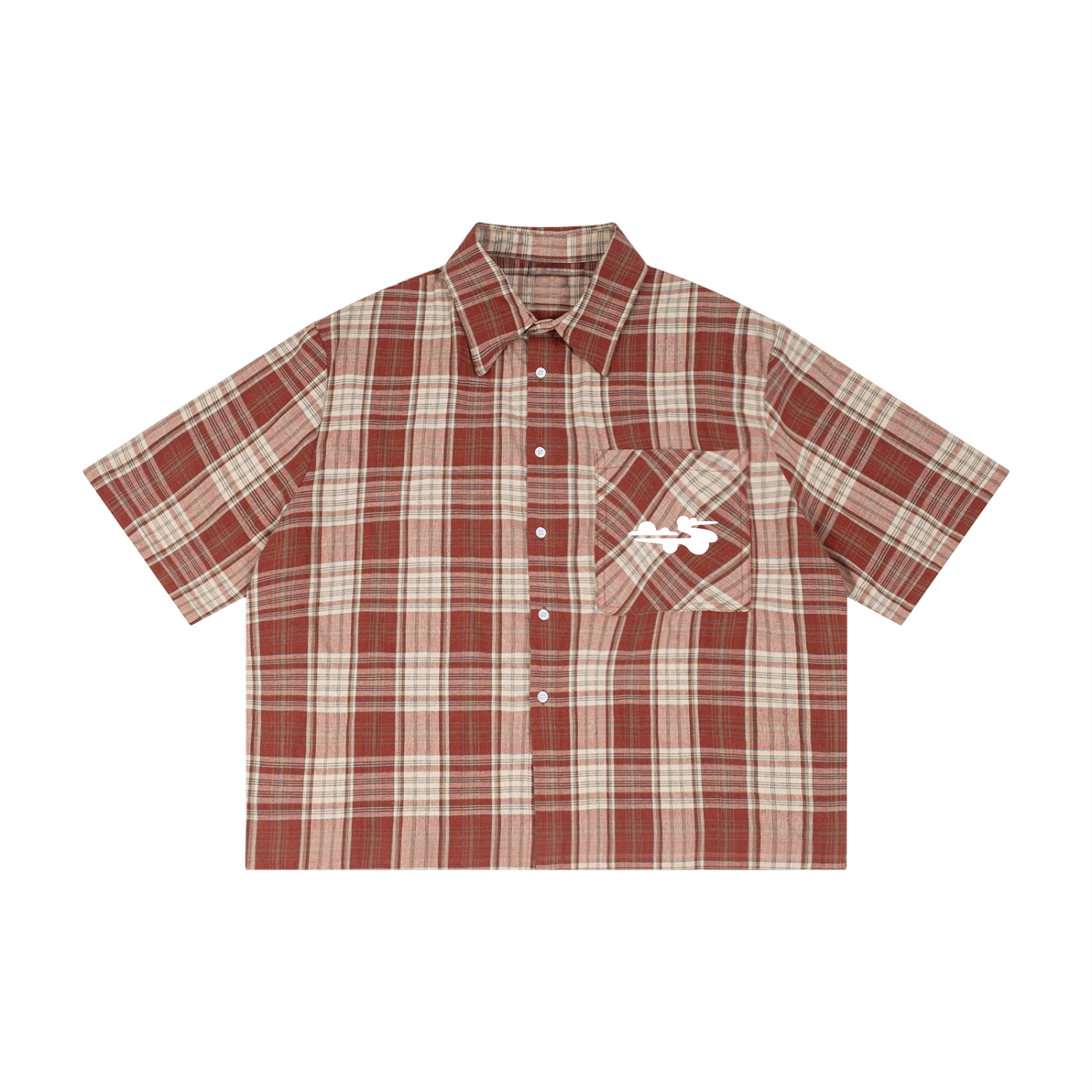 “Red Cloud” - Cropped Plaid Button Up