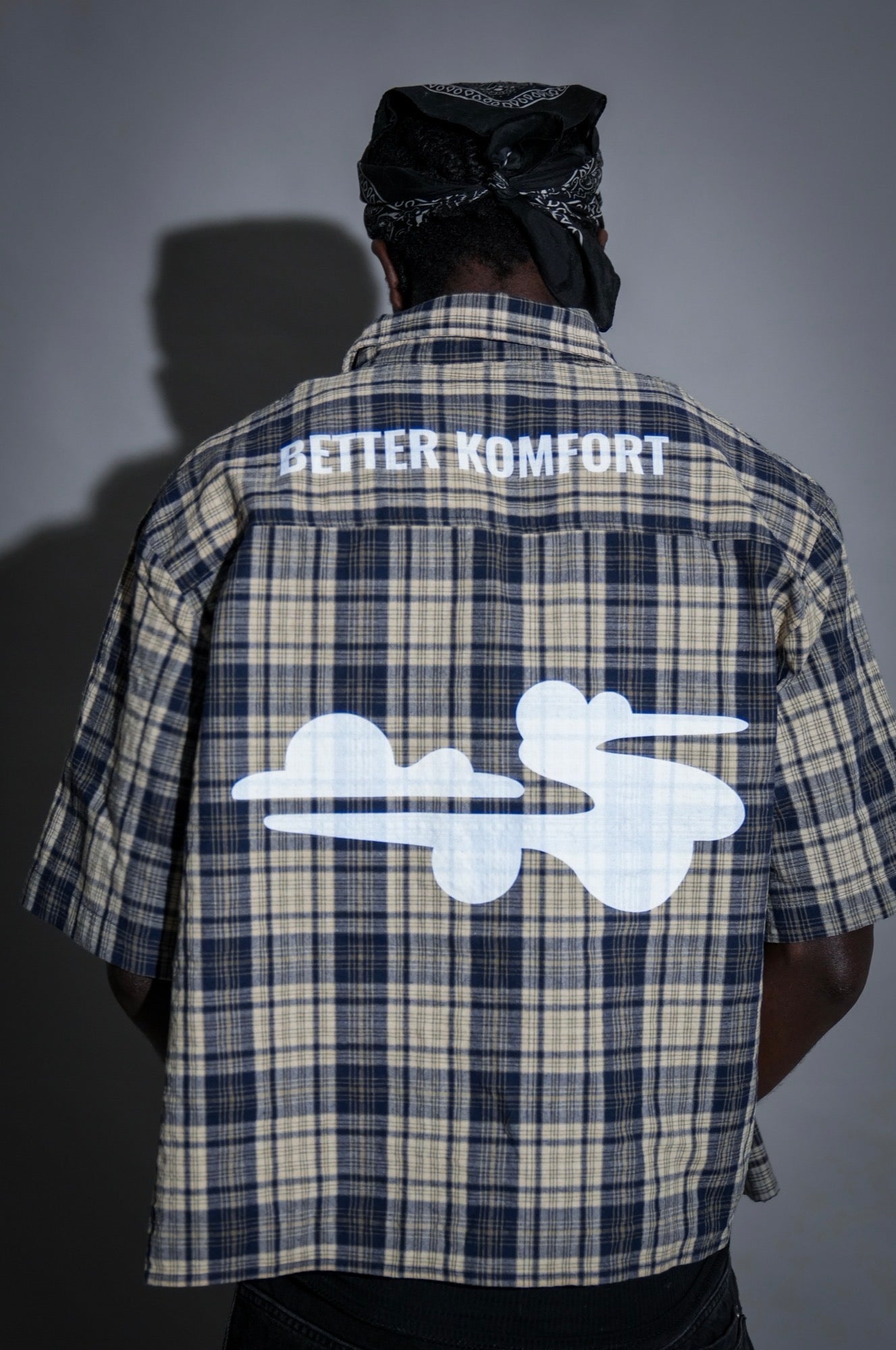 “Navy Cloud”- Cropped Plaid Button Up