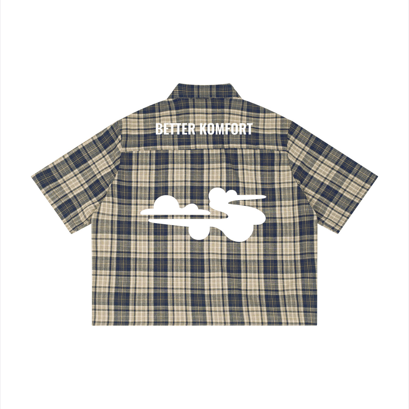 “Navy Cloud”- Cropped Plaid Button Up